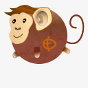 棕色卡通圆形猴子素材