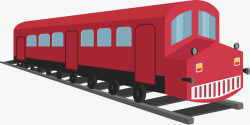 卡通红色行驶的火车素材