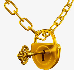 一把钥匙金黄的锁高清图片