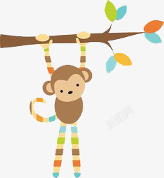 彩色小猴子小猴子上树高清图片
