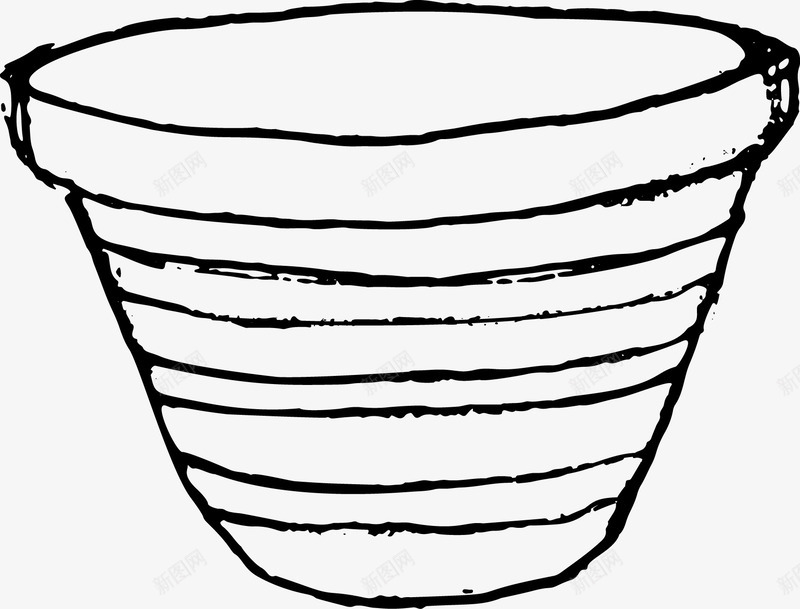 陶器png免抠素材_新图网 https://ixintu.com 手绘 花盆 陶器 黑白