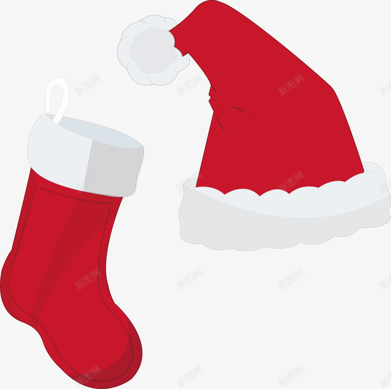 红色圣诞帽子与圣诞袜子矢量图eps免抠素材_新图网 https://ixintu.com 帽子PNG 矢量帽子 红色 红色帽子 红色袜子 袜子PNG 矢量图
