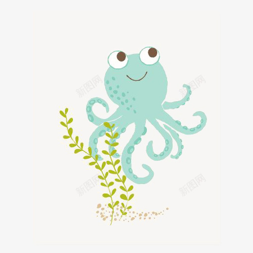 卡通小章鱼png免抠素材_新图网 https://ixintu.com 儿童插画 海洋 章鱼 章鱼插画 绿色章鱼