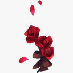 红色手绘玫瑰花朵素材