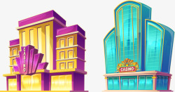 赌场大楼手绘赌场俱乐部矢量图高清图片