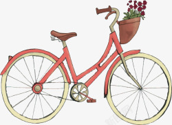 车筐红色手绘自行车矢量图高清图片