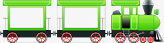 手绘可爱绿色小火车素材