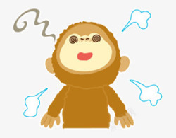 猴素描卡通动物动物素描眩晕的小图标高清图片