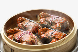 红色美味的食物清蒸大闸蟹实物素材