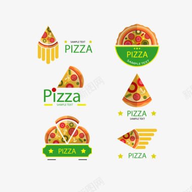 扁平化意大利披萨标识矢量图图标图标