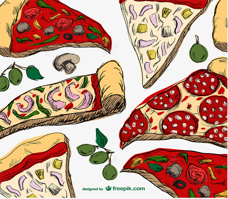彩绘美味披萨psd免抠素材_新图网 https://ixintu.com 彩绘披萨 披萨png素材下载 美味披萨 蘑菇