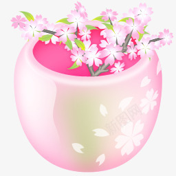 白色花盆粉色可爱图标图标