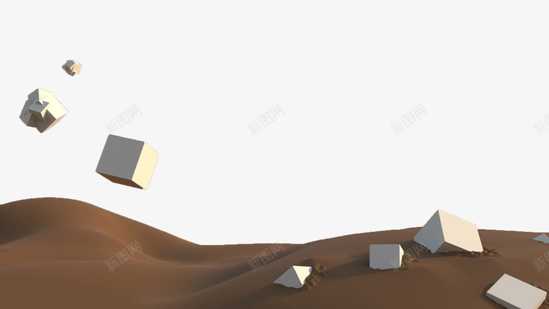 沙漠中的立方体png免抠素材_新图网 https://ixintu.com banner素材 几何 沙漠 白色立放体