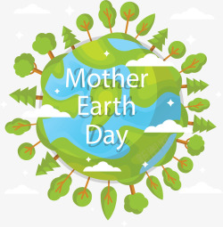 地球母亲节种满了绿树的地球矢量图高清图片