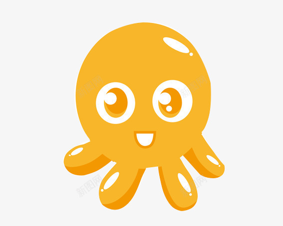 黄色小章鱼png免抠素材_新图网 https://ixintu.com 卡通动物 卡通章鱼 海里的章鱼 白色 章鱼 黄色