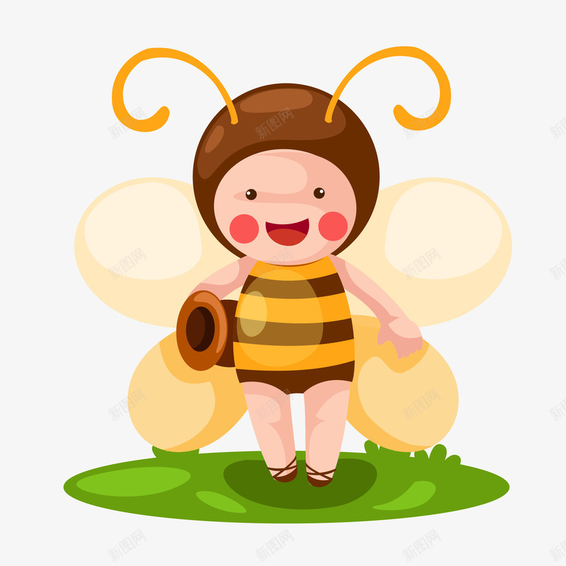 卡通小蜜蜂png免抠素材_新图网 https://ixintu.com 动物 动物插画 卡通 卡通动物 可爱动物 小动物 小蜜蜂 黄色