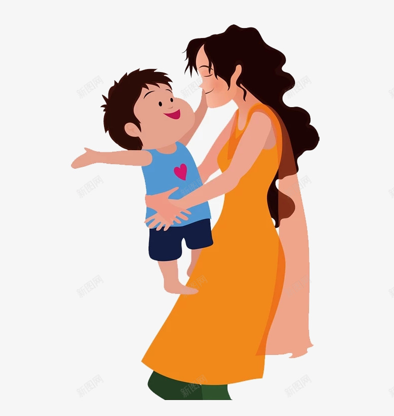 抱孩子的母亲png免抠素材_新图网 https://ixintu.com PNG素材 卡通 小孩 母亲