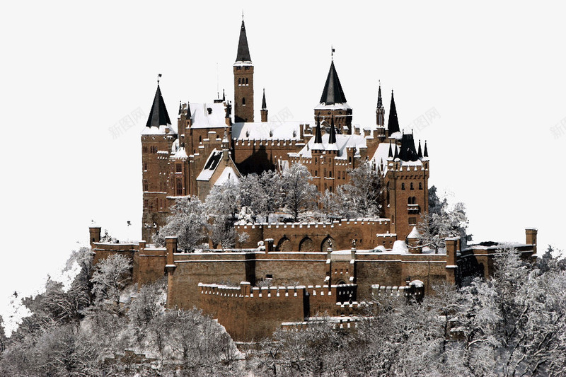 雪山上的城堡png免抠素材_新图网 https://ixintu.com 唯美 城堡 建筑 雪山