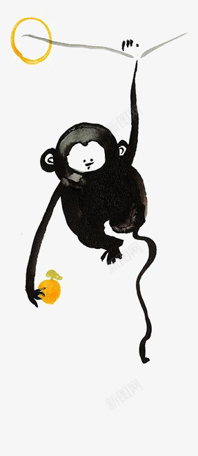 猴子png免抠素材_新图网 https://ixintu.com 中国风 卡通猴子 小猴子 手绘猴子 水墨猴子 水彩