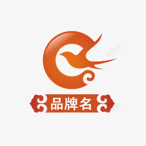 红色圆形燕子图标及商标名png_新图网 https://ixintu.com logo 品牌 图标 圆形 标志 燕子 红色