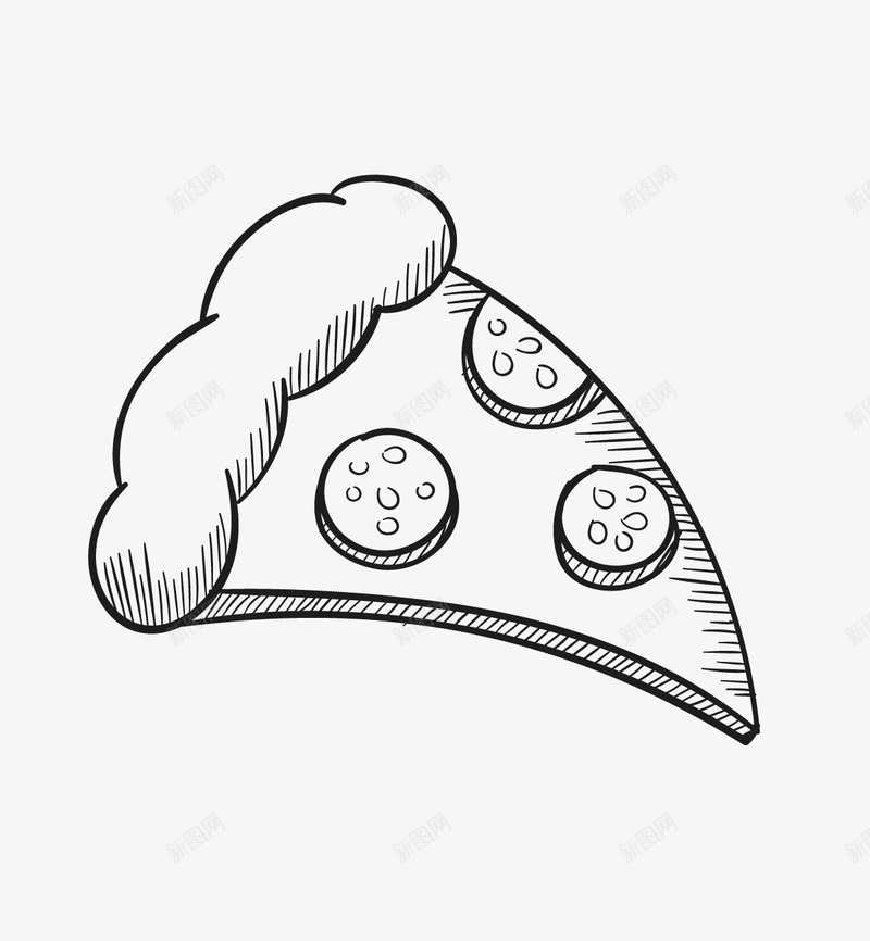 一块披萨png免抠素材_新图网 https://ixintu.com 卡通 手绘 披萨 简图 简笔 素描 线条 黑色