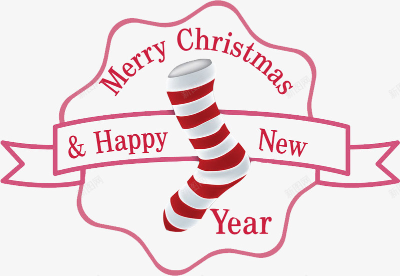 卡通圣诞袜子图png免抠素材_新图网 https://ixintu.com 促销 创意的 圣诞节 圣诞袜 标签 红色的 英文字