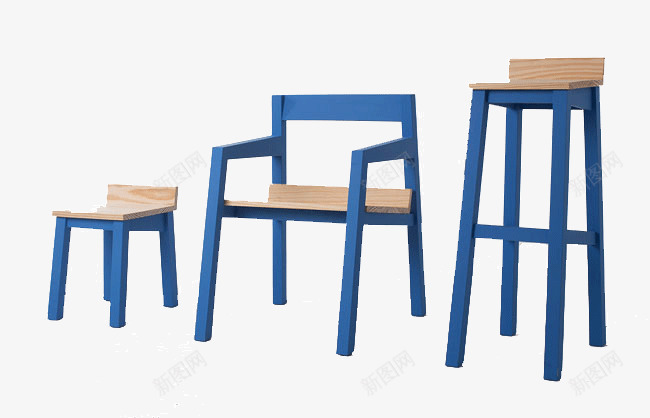 蓝色创意简约座椅png免抠素材_新图网 https://ixintu.com 创意 座椅 极简主义 系列 艺术 蓝色 设计
