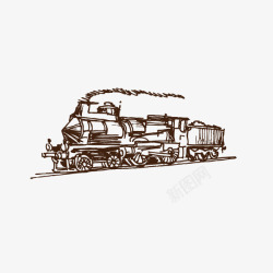 火车蒸汽火车复古矢量图素材