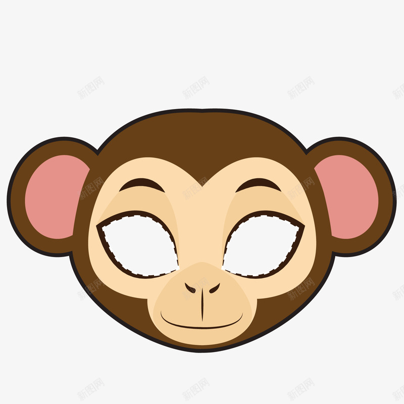 猴面具矢量图ai免抠素材_新图网 https://ixintu.com 动物 大眼猴 幼稚园 猴子 矢量图 角色扮演
