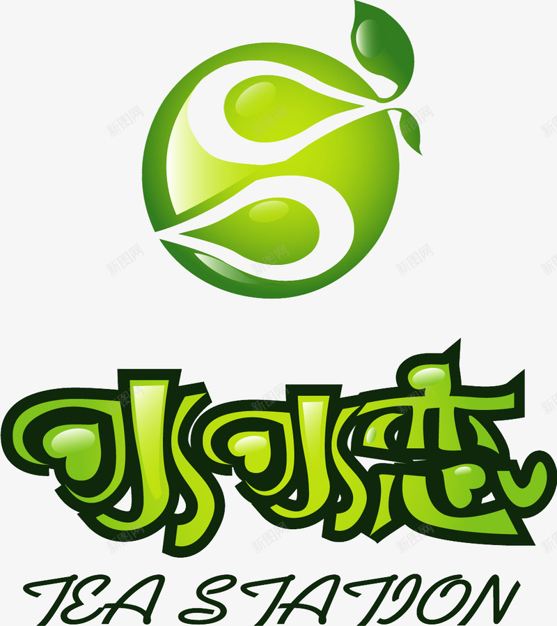 奶茶logo图标png_新图网 https://ixintu.com logo 奶茶 奶茶logo 水果 绿色