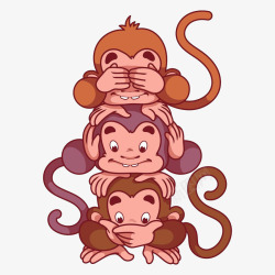 可爱叠罗汉卡通猴子素材