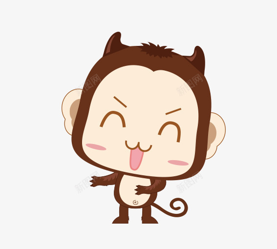 开怀大笑的猴子png免抠素材_新图网 https://ixintu.com 创意卡通小动物 动物 卡通动物 卡通猴子 咖色 粉色