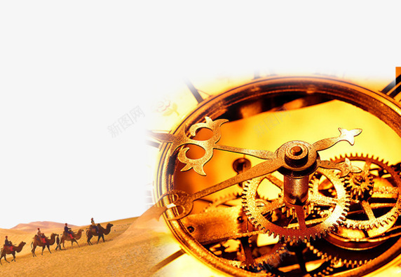 时间岁月png免抠素材_新图网 https://ixintu.com 商务 彩色 沙漠 海报 装饰 钟表