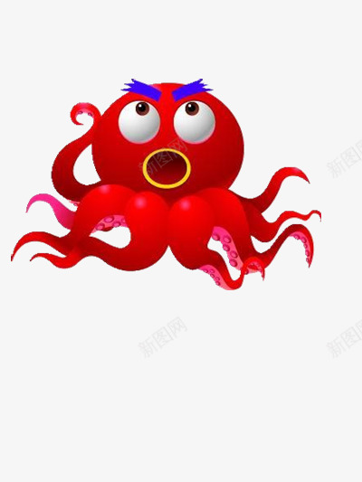 红色的章鱼png免抠素材_新图网 https://ixintu.com 动物 大眼 惊讶 素材