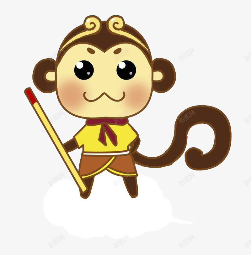 可爱带紧箍的小猴子png免抠素材_新图网 https://ixintu.com 卡通 可爱 小猴子 水彩 紧箍