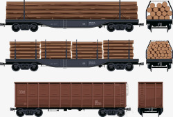 卡通手绘木材运输火车素材