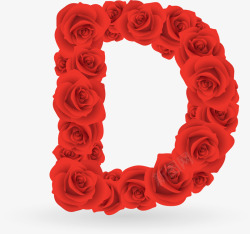 红色玫瑰花D字素材