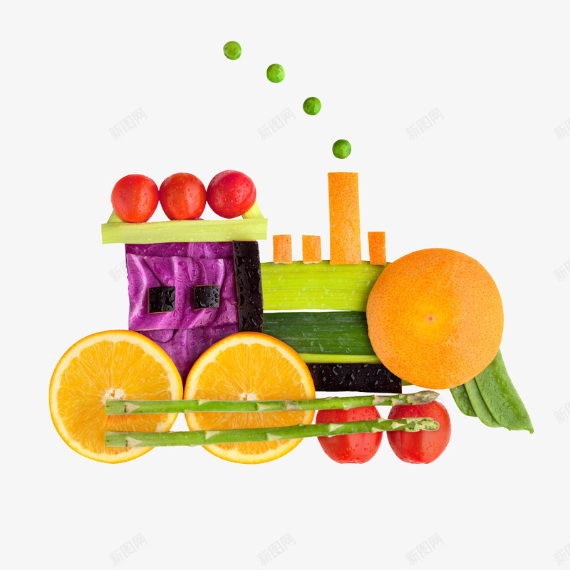 水果火车png免抠素材_新图网 https://ixintu.com 健康水果 创意水果 多吃水果 水果心脏