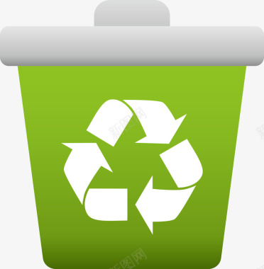 绿色循环垃圾桶图标图标
