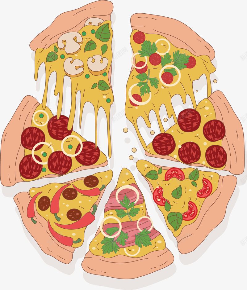 丝滑的大杂烩披萨矢量图ai免抠素材_新图网 https://ixintu.com 卡通扁平披萨 卡通披萨 大杂烩 扁平披萨 披萨 披萨饼 矢量披萨 矢量图