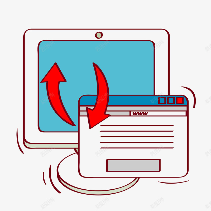 卡通电脑界面图png免抠素材_新图网 https://ixintu.com 创意的 卡通 插图 电脑 界面 箭头 转换