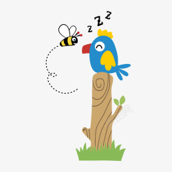 啄木鸟蜜蜂卡通可爱的啄木鸟和蜜蜂矢量图高清图片