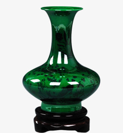 翡翠摆件景德镇陶瓷绿釉翡翠花瓶摆件高清图片