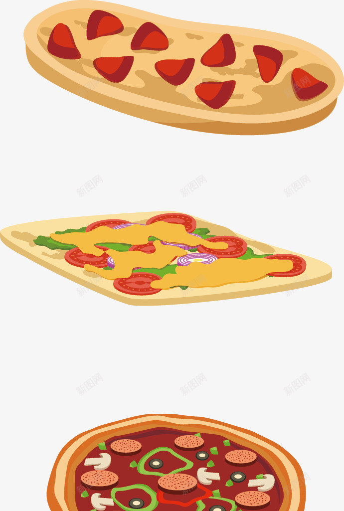 披萨片矢量图ai免抠素材_新图网 https://ixintu.com 免费png 图片 披萨 插图 美食 矢量图