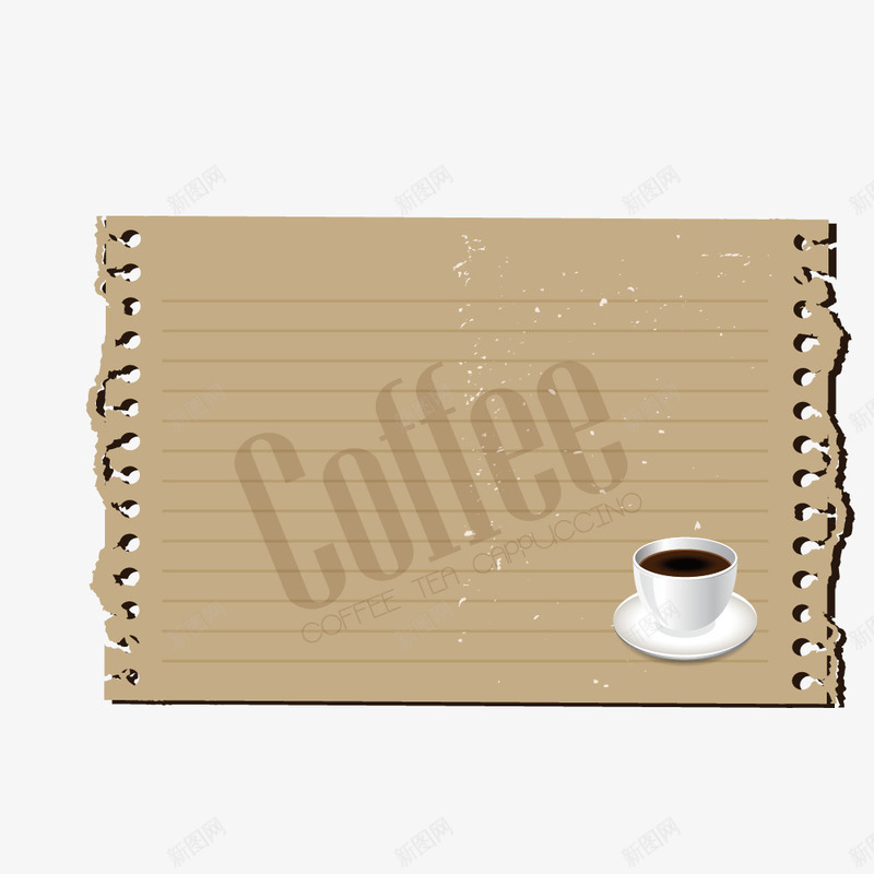 复古咖啡装饰牛皮信纸png免抠素材_新图网 https://ixintu.com 咖啡 复古 残旧 牛皮信纸