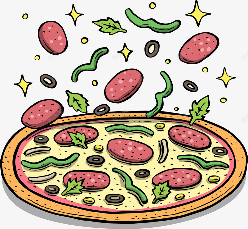 美味手绘披萨饼png免抠素材_新图网 https://ixintu.com 手绘披萨 披萨饼 矢量素材 美味披萨