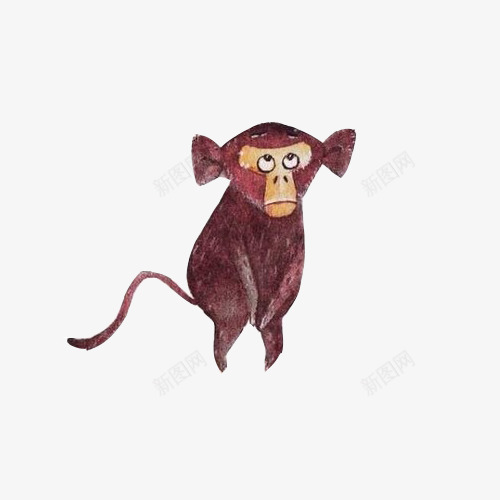 害羞的猴子手绘画png免抠素材_新图网 https://ixintu.com 大耳猴 害羞表情 手绘猴子 褐色