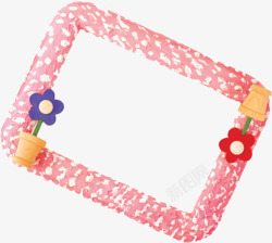 粉色可爱创意立体花盆边框装饰框素材