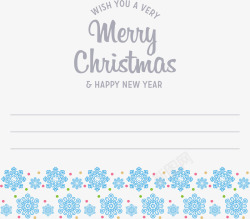 圣诞节蓝色雪花花纹信纸留言卡素材