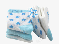 实拍童袜蓝色星星图案童袜高清图片